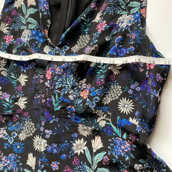 Rebecca Taylor Alice Floral A Line Summer Dress Black Multicolor Size 10 Silk - Picture 10 of 11